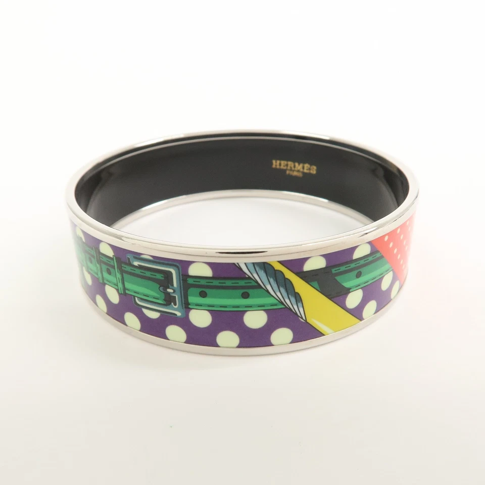 HERMES Email GM Bangle Bracelet Purple Yellow Red Authentic Used F/S - Image 3 of 4
