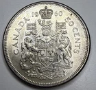 1960 Canadian Silver 50 Cents Half Dollar Coin N63
