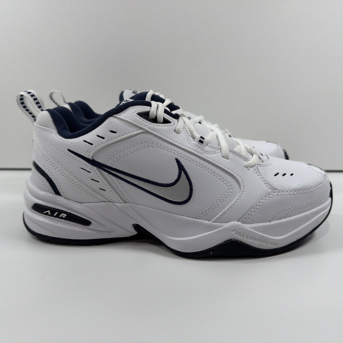 Size Nike Air Monarch IV White Navy for sale online - Main Image
