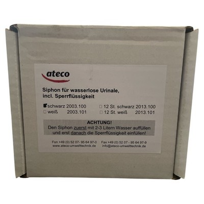 ateco Siphon für wasserlose Urinale inkl. Sperrflüssigkeit schwarz