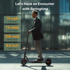 High Motor Adult Electric Scooter 22Km Long Range 8'' Tires Folding E-Scooter