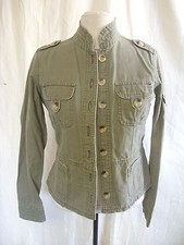 Ladies Coat - Jordache, Size Xs/s, Olive, Cotton, Raw Edges, Stylish - 7584