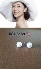 New Fashion cute little 8mm simple imitation pearl Stud Earrings  Jewelry White