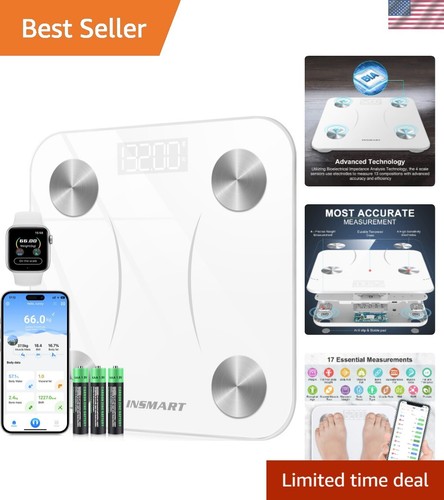 Elegant White Digital Body Composition Scale with Bluetooth Sync and 16 Metrics