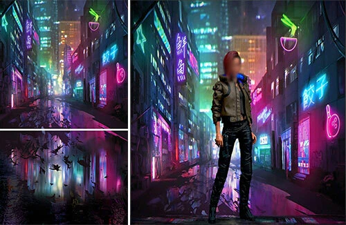 Wallpaper Girl, The game, City, Art, Lights, Neon, Cyborg, CD