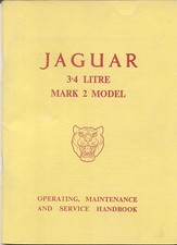 Jaguar Mark 2 3.4 Litre Original Owners Handbook Pub E/116/2 + Maintenance Chart
