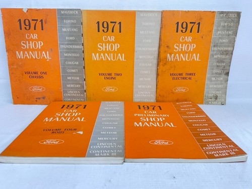 1971 Ford Lincoln Mercury Original Factory Shop Manuals - 5 Volume Set