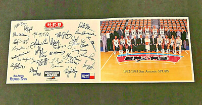 San Antonio Spurs 1992-93 HEB Team Photo with Facsimile Signatures of the Team