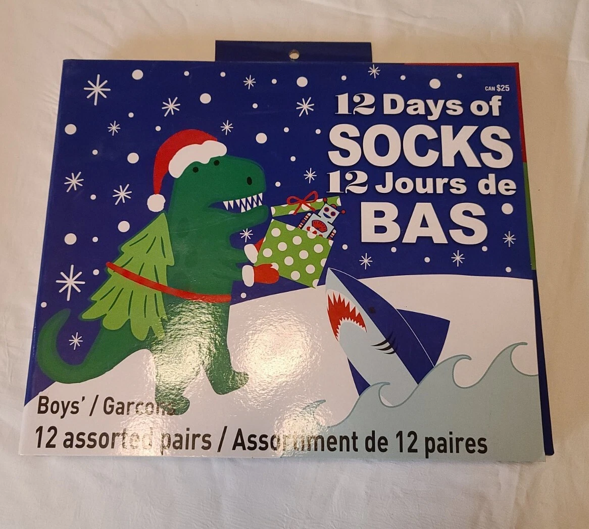BOYS 12 DAYS OF SOCKS ADVENT CALENDAR CHRISTMAS, DINOSAUR & SHARK, NEW IN  PKG | eBay