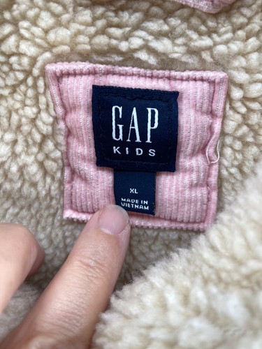 Gap Kids Jacket Girls Sz XL 12 Corduroy Pink Faux Sherpa Lined Collar Western - Picture 5 of 12