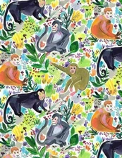 SALE RAIN FOREST MONKEYS FLORAL 100% COTTON FABRIC BTHY