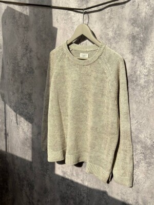 TOAST 100% Linen Knit Sweater Gray Jumper Crew Neck Women's
