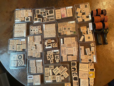 Stampin Up - Lot of 19 stamp sets, 2 rubber wheel handles, 8 wheels 16 singles