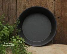 Black Textured 7.5" wide Metal CANDLE PAN w/ball feet -- Holds up to 5" candle