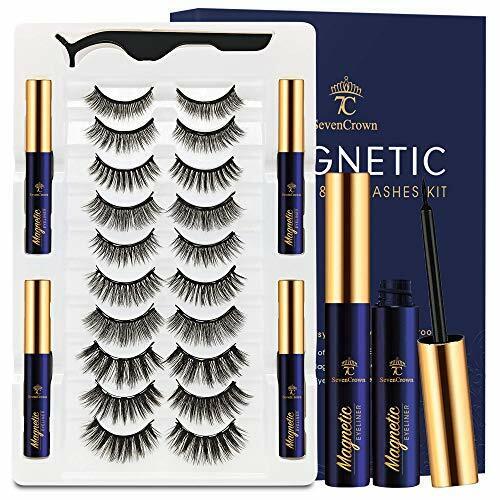 Magnetic Eyelashes with Eyeliner Kit with Tweezer 10 Style Reusable Lashes fo...