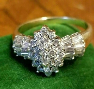 Imitation Diamant 3Ct Bague de Fiançailles 14k Argent Plaqué or Jaune - Photo 1/4