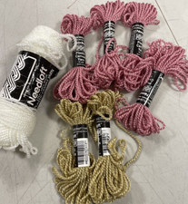 Mixed Lot Needloft Plastic Canvas Yarn Lavender, Tan  White 7 New Skeins