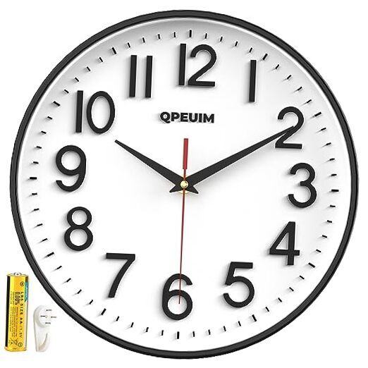 Wall Clock Wall Clocks Silent Non-Ticking Battery Operated Large Easy 10 Inches-image