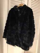Laundry Faux Fur Navy Coat