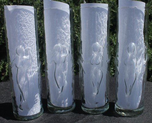 Vintage Libbey Raised Glass La Femme Clear Glasses Tumblers Set of 4 - Picture 2 of 5