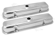 Chrome Valve Covers - Pontiac 326-455 V8 1959-79 - OEM Style Short 2-5/8"