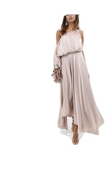asos edition blouson one shoulder dress in satin ASOS Edition Blouson One Shoulder Dress In Satin Blush Uk 6 BNWT £120