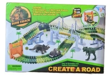 148 pcs Dino Race Car Track Create A Dinosaur World Road w/ Train Track Playset