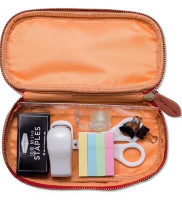 Office On The Go Kit Zip Close Leather Pencil Case Design works  New