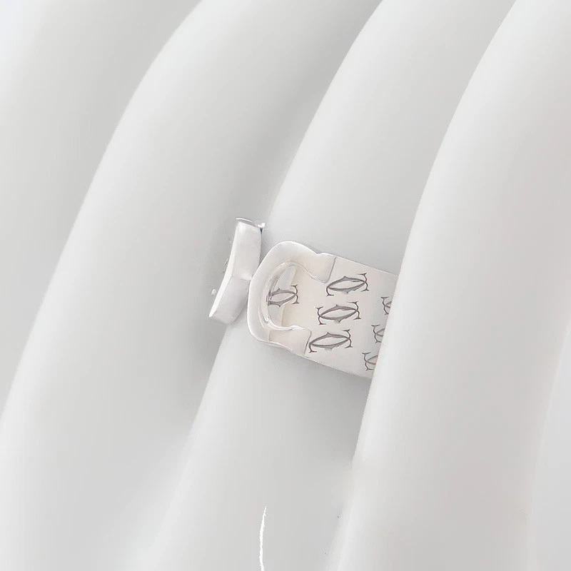 Anello CARTIER Doppia C Oro Bianco 18K 750 Misura 51 (16 2 mm Ø)