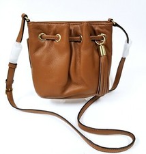 NEW MICHAEL KORS GOLD HARDWARE,LUGGAGE,BROWN LEATHER RING TOTE CROSSBODY HANDBAG