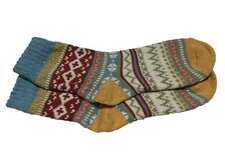 Women Crew Warm Thermal Cotton Retro Fair Isle Design Boot Slack Winter Socks