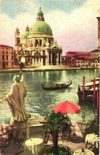 Gondola At The Basilica di Santa Maria della Salute, Venice, Italy Postcard