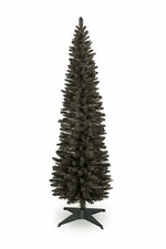 Slim Christmas Tree Pencil Flocked White Black 4/5/6/7/8 ft With Storage Box