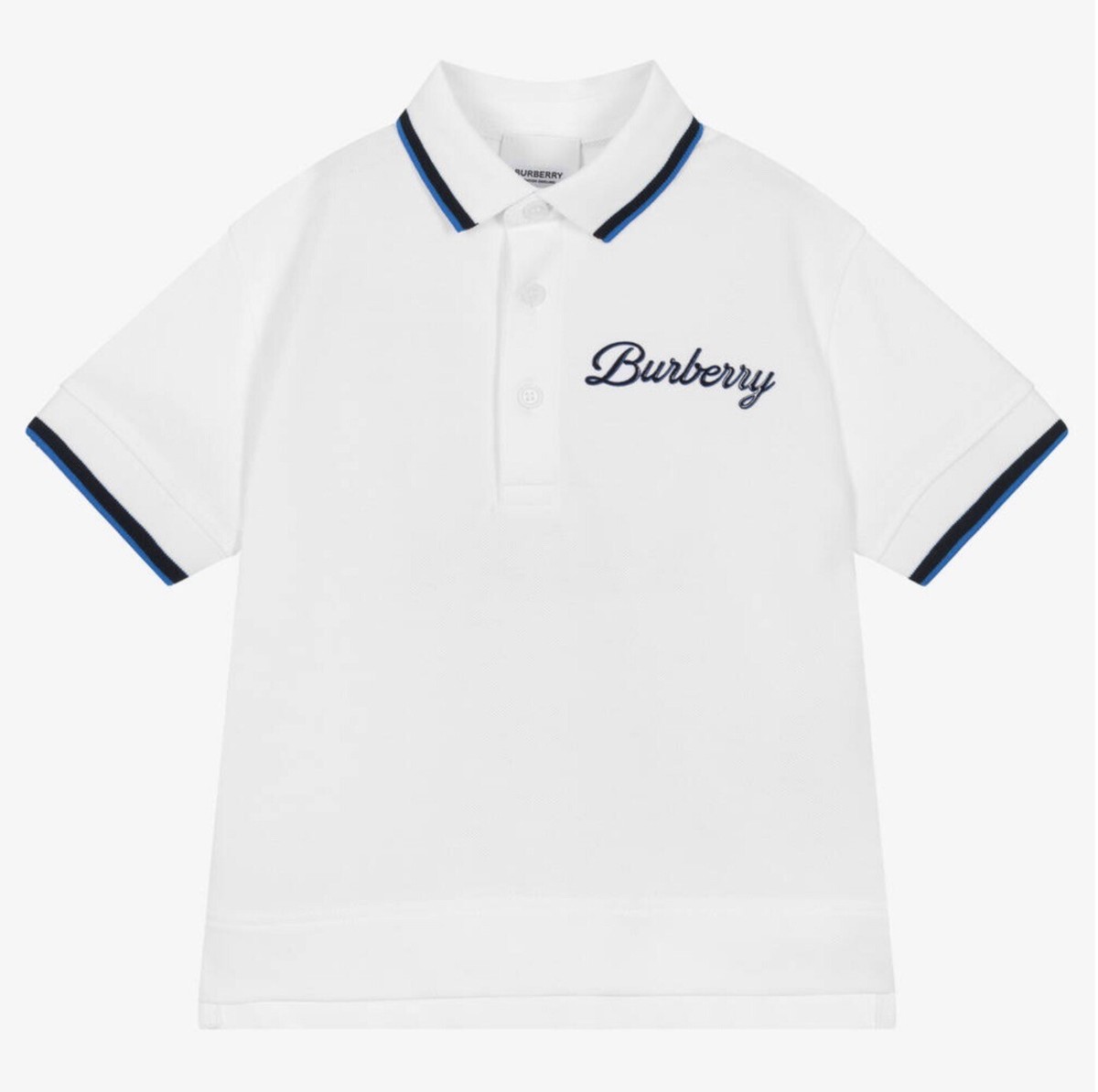 Burberry logo script-print cotton piqué polo white shirt age 10 yrs RRP £180