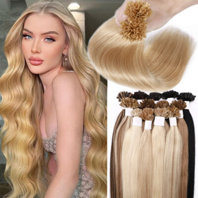 Keratin Bonding Hair Extensions Remy 100% Echthaar Haarverlängerung#1G Strähnen