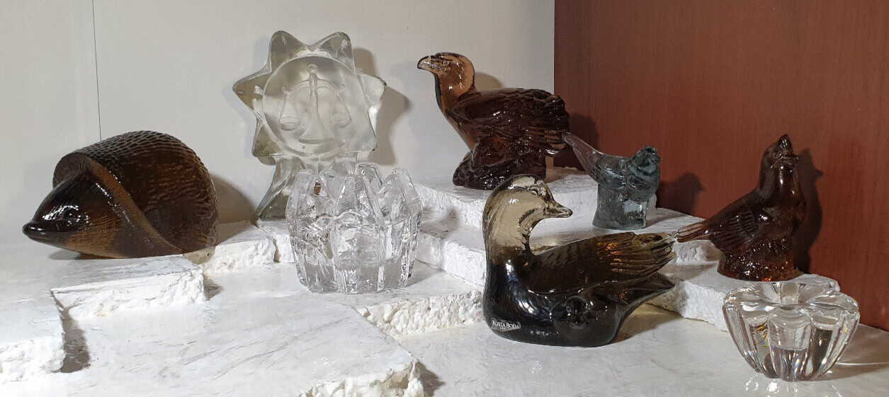 WWF glass figurine Kosta Boda Hoff bird White-tailed eagle hedgehog Anser Duck