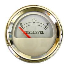 Fuel Level Gauge 252mm Whitechrome Blue Led 0-90 Ohms 043-f-wc-90