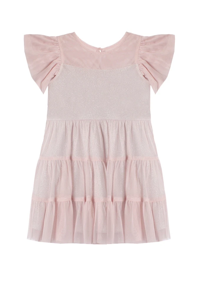 Vestido de punto brillante de tul manga corta talla 5 para niñas Foto 2 de 3