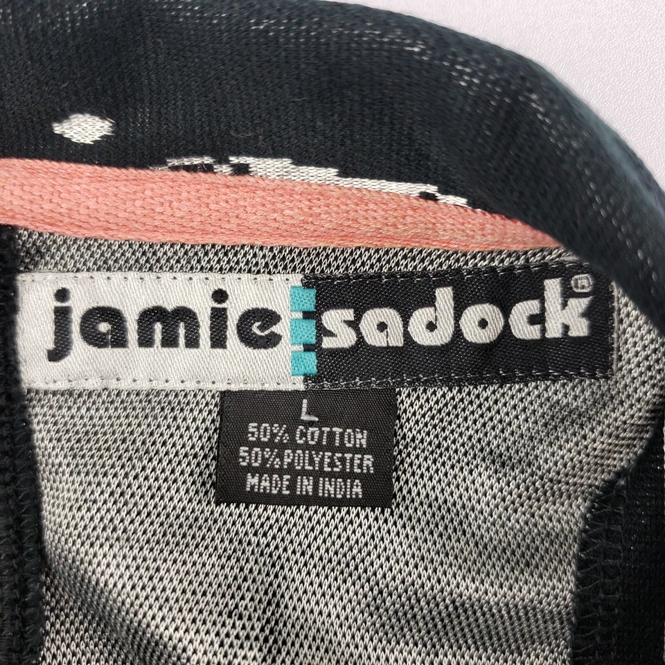 Jamie Sadock Golf Top Women's Large Black Silver Geometric Pullover Knit Top - Image 2 of 4