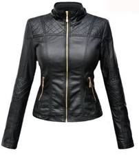 Women's Designer Lambskin Motorcycle Leather Slim Fit Biker Jacket