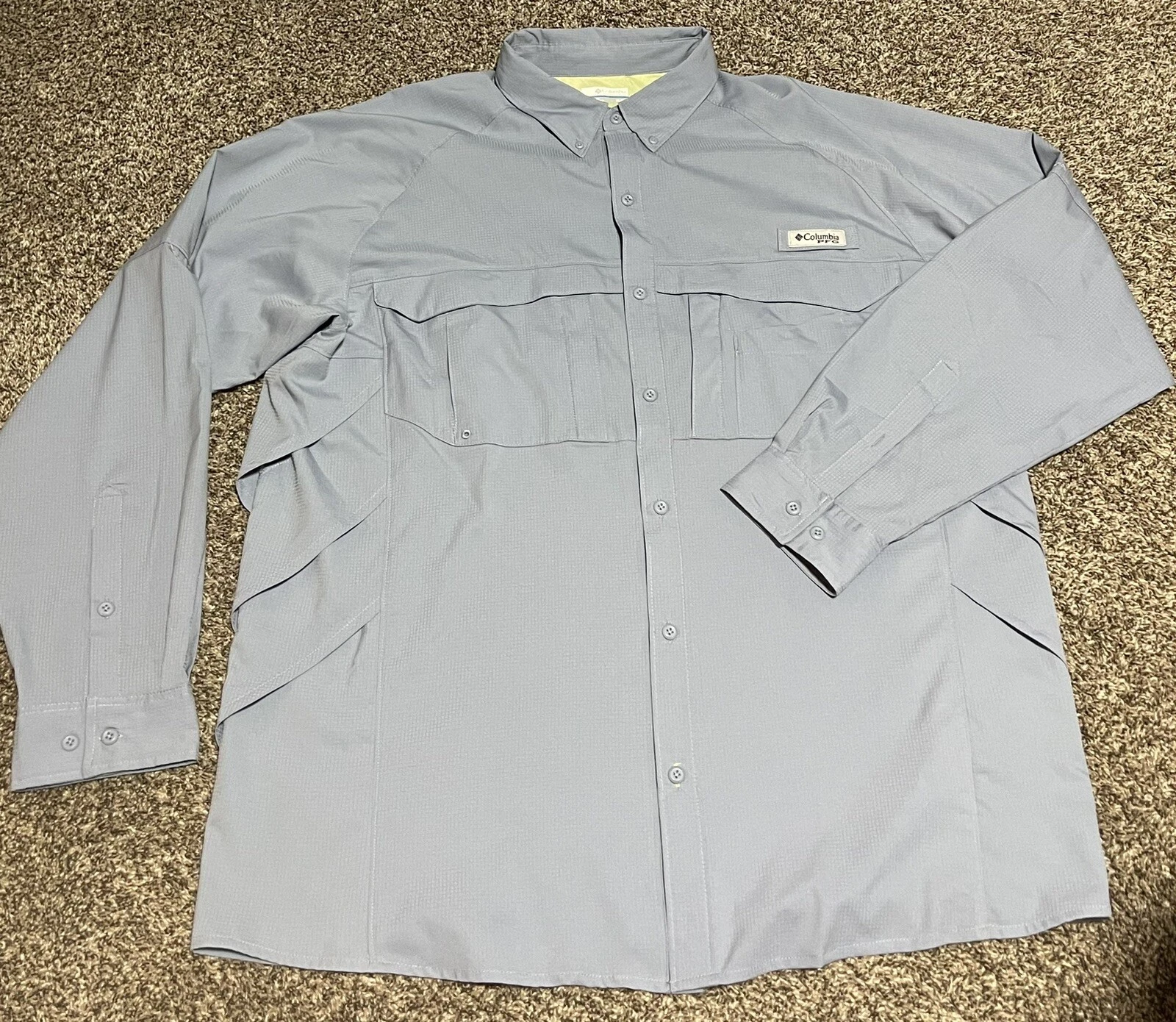 Columbia PFG Long Sleeve Vented Fishing Shirt Mens XL Blue Polyester Perfect