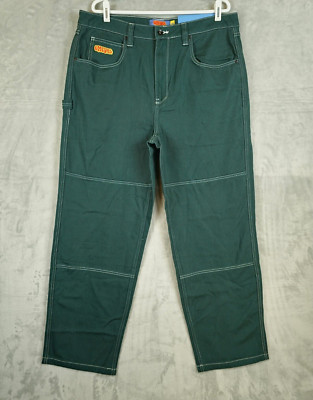 GMPYRE Relax Loose Sz 36 Skater Jeans Baggy Green Double Knee Carpenter NWT