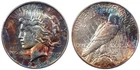 1934-S PCGS AU Details Peace Silver Dollar, Key Date, Wild Rainbow Color Toned!