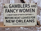 VINTAGE BROTHEL PORCELAIN SIGN RARE OLD GAMBLING RIVER BOAT MISSISSIPPI CASINO