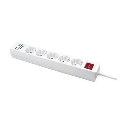 LogiLink 1,5m Steckdosenleiste Mehrfachsteckdose 5-fach mit 2x USB mit Schalter