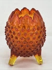 Vintage Fenton Glass Red Orange Amberina Hobnail Footed Oval Rose Bowl Vase