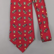 Vintage Tommy Hilfiger Tie Mens Red Silk Fishing Fly Crest Stars Made In USA