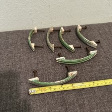 Set Lot 6 Vtg Mid Century Mint Green Drawer Cabinet Handles Pulls 2.75” Centers