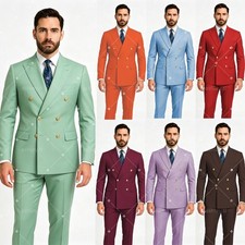 Men's Suits Double Breasted Peak Lapel Wedding Groomsmen Tuxedo Classic 2 Pieces