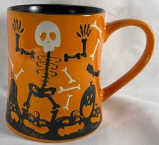 Embossed Halloween Skeleton in Pumpkin Patch Ceramic Coffee Mug New/unused